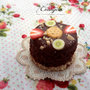Mini torta cioccolato frutta 20 mm. ciondolo pendente fimo kawaii dolci materiale bigiotteria