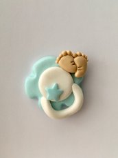 Ciuccio maschietto con piedini neonato  ideale per bomboniere 