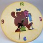 Orologio in vetro, orologio per camera bambini, orologio da parete, orologio dipinto a mano, orso