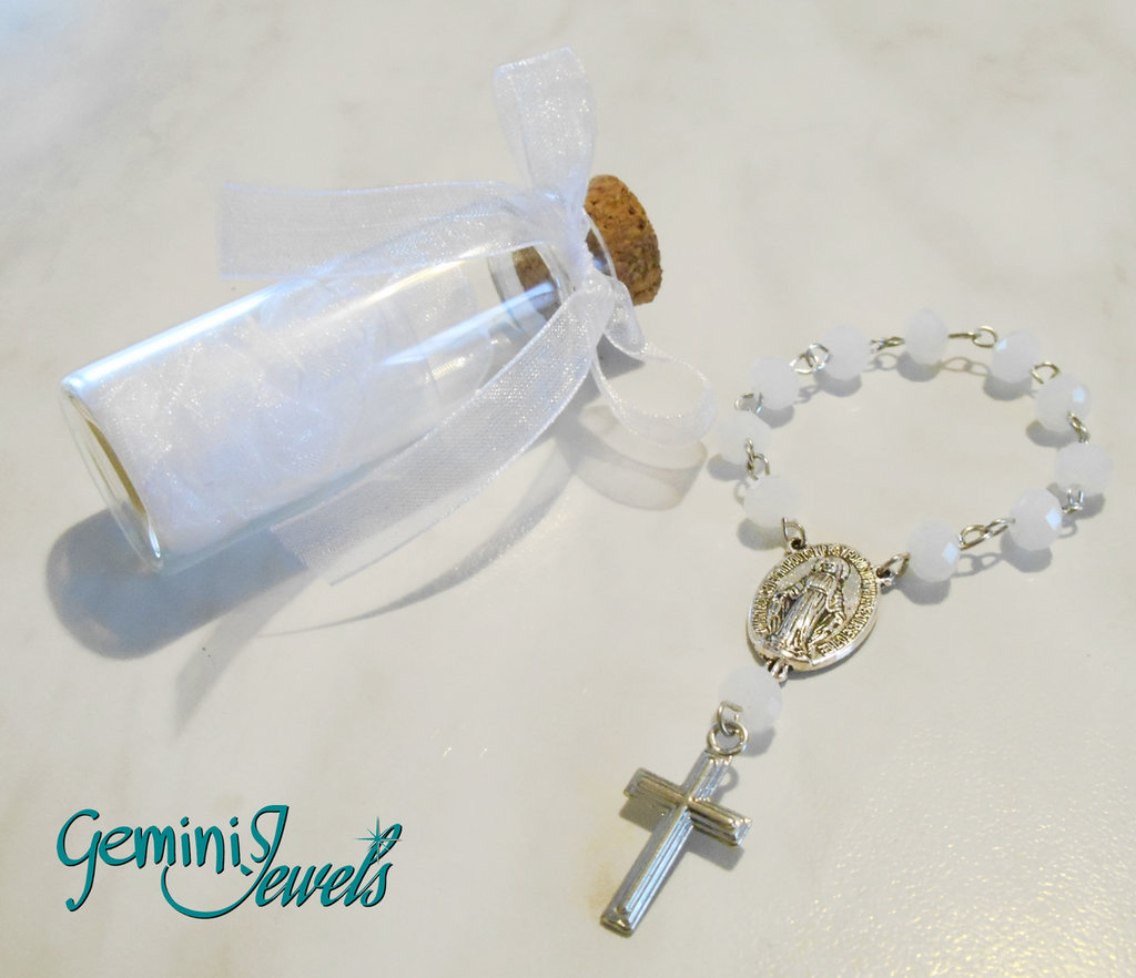 24 Pezzi Di Mini Rosario Bomboniere Argento Nero, Battesimo, Prima