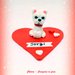 West Higland Terrier su cuore in fimo, decorazione per san valentino, miniature, idee regalo animali, personalizzabile con nome