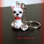 Portachiavi west highland terrier in fimo, argilla polimerica, westie kawaii miniature idee regalo compleanno, animali personalizzabile