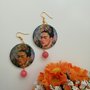 Frida kahlo orecchini di carta pendenti con perla rosa
