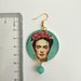 Frida kahlo orecchini di carta cerchio con perla di pietra dura verde acqua