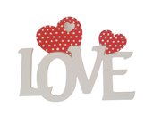 Love scritta in legno con cuori Fai da te San Valentino cm L 24 x 18 h spessore 8 mm (bianco con cuore rosso)
