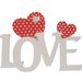 Love scritta in legno con cuori Fai da te San Valentino cm L 24 x 18 h spessore 8 mm (bianco con cuore rosso)