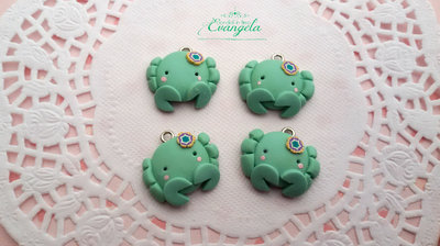 Granchio verde acqua kawaii ciondolo fimo bomboniere minuteria charms bigiotteria fai da te Granchio verde acqua kawaii ciondolo fimo bomboniere minuteria charms bigiotteria fai da te
