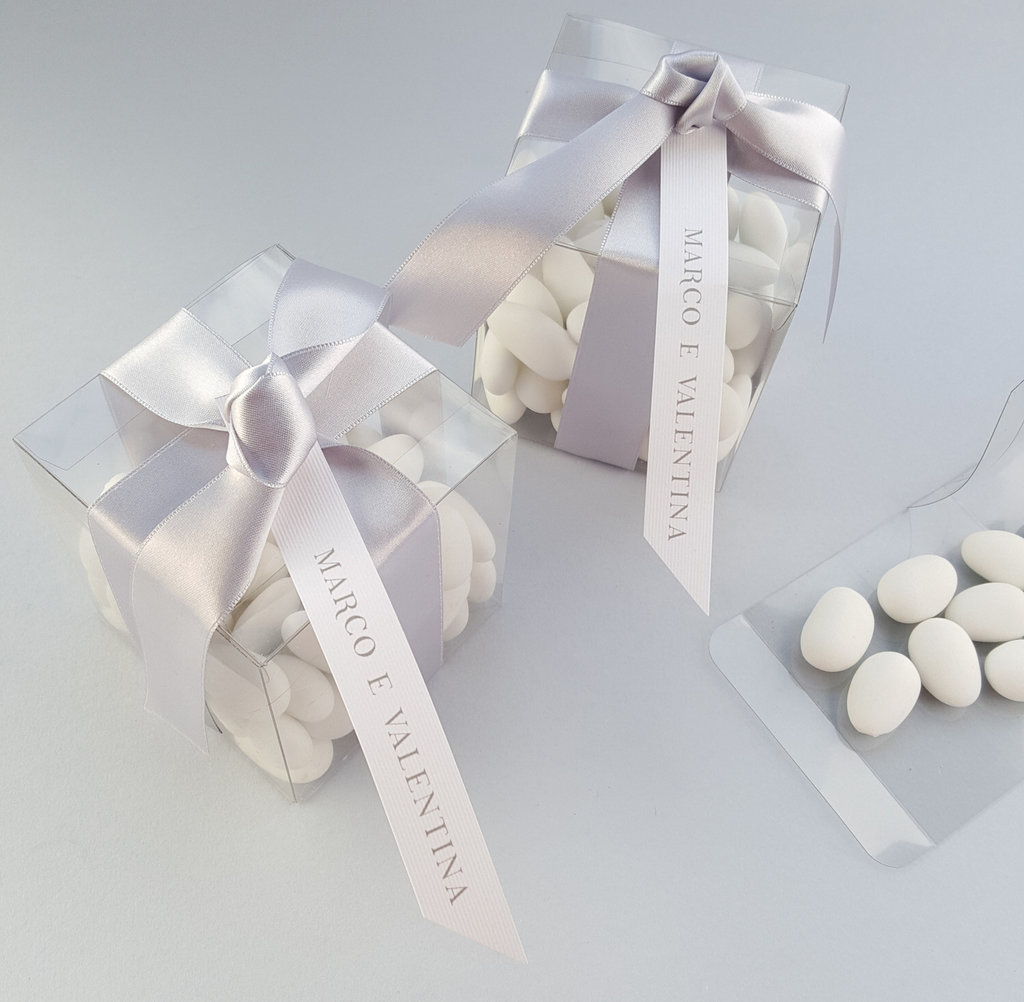 50 Pezzi Scatole Per Confetti Carta Kraft Bianchi, 8x8x8cm Scatoline