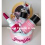 Torta di Pannolini Pampers Trousse Smalto Rossetto + bavaglino personalizzato nascita battesimo femmina rosa