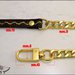 Tracolla per borsa lunga cm.115 - similpelle marrone con glitter oro, catena e moschettoni oro