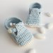 Scarpine alla bebè/scarpine neonato - cotone azzurro - fatte a mano - uncinetto 