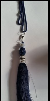 Long necklace blue tassel blue