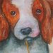 Dipinto acquerello titolo il cane mangione 