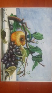 Dipinto acquerello titolo mela è uva