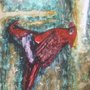 Dipinto acquerello titolo il cardinale rosso
