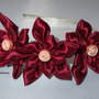 Fiori kanzashi per capelli  colore bordeaux