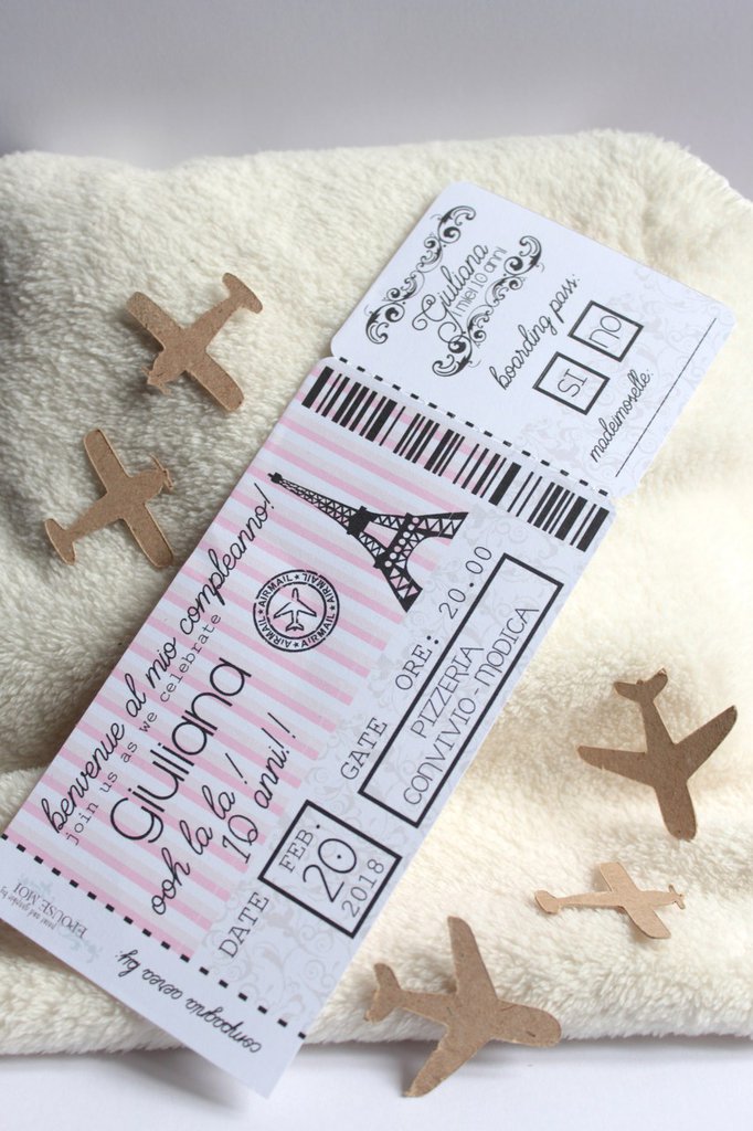 Partecipazioni Matrimonio Tema Biglietto Aereo - 10 Pezzi Personalizzabili Con Busta - Stampa Su Richiesta Con Bozza