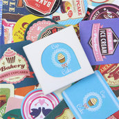 LOTTO 38 stickers adesivi in carta "sweet moments" (4x4cm circa)