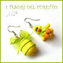 Orecchini Pasqua " paperella e ovetto giallo e " fimo kawaii idea regalo bambina pasquali bijoux uovo cioccolato clip