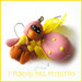 Orecchini Pasqua " paperella e ovetto rosa " fimo kawaii idea regalo bambina pasquali bijoux uovo cioccolato clip