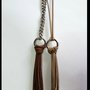 Long necklaces silver tassel brown in leather (2)