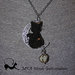 Collana in metallo con catenina e pietra luminescente " La Luna il Gatto e la Stella"