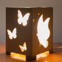 Lampada in legno da tavolo, fatta a mano, con farfalle lavorate al traforo!! 