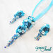 Parure collana e orecchini fiori in fimo blu e azzurro