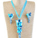 Parure collana e orecchini fiori in fimo blu e azzurro