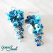 Parure collana e orecchini fiori in fimo blu e azzurro