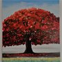 "Albero Rosso" dipinto a olio su tela