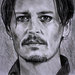 Ritratto Johnny Depp matita su cartoncino disegnato a mano