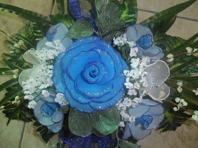 Centrotavola con fiori Bianchi e Blu - Fiorilandia