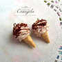 Cono gelato variegato nutella ciondolo pendente dolci miniatura fimo materiale bijoux 