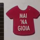 (508) Ciondolo t-shirt in plexiglass rosa fucsia con incisione laser