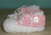 scarpine cotone uncinetto con botoncino neonato neonata
