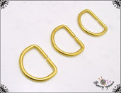 10 anelli D, spazio interno mm. 20,  in metallo a filo tondo apribile, colore oro 