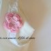 Fascia bambina in puro cotone bianco con fiore rosa