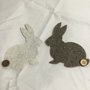 Set due coniglietti in feltro di pura lana