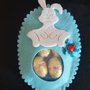 Uovo pasquale in feltro Coniglio bianco/azzurro