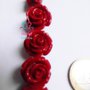 3 Perle distanziatore Rosso in fimo divisori spaziatori a forma di rosa laurea