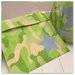 Sacchetto asilo in cotone camouflage verde con stella azzurra applicata e busta coordinata