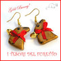 Orecchini Pasqua " Gold Bunny coniglietto " uova sorpresa clip fimo kawaii idea regalo bambina donna ragazza 