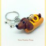 Portachiavi Cane Bassotto salsiccia, in fimo, miniature, idee regalo amica, cani salsiccia, per amanti degli animali, regalo personalizzato