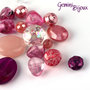 Lotto 50 grammi perle acrilico mix di forme, rosa-viola