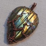 Ciondolo in labradorite blu avvolto in filo di rame - Gioielli