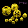 Lotto 10 perle in metallo filigranate golden, mix di misure