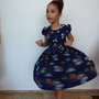 Abito elegante per bambini in fiori blu, vestito con set, abito vestito a maniche corte è 