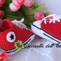 SCARPETTE NEONATO A UNCINETTO 3-6 mesi CONVERSE ALL STAR in cotone ROSSO