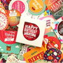 LOTTO 38 stickers adesivi in carta "happy birthday" (4x4cm circa)
